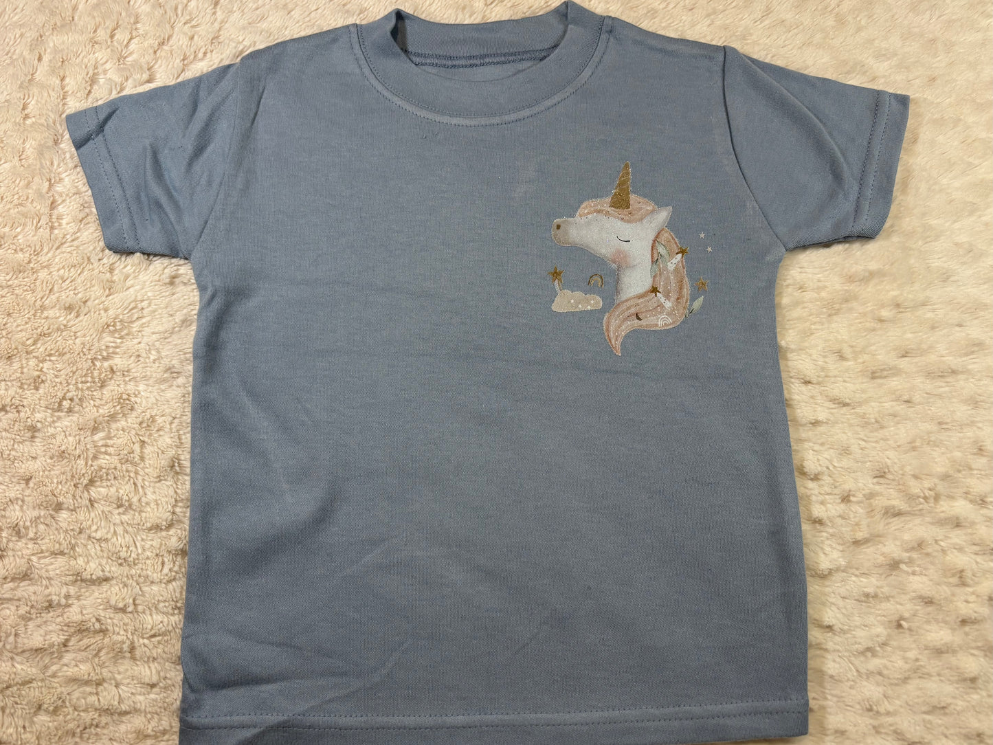 1-2y DTF t-shirt - blue unicorn