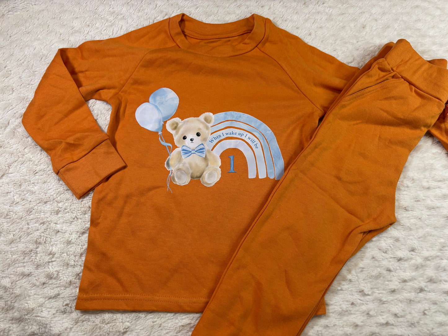lounge set DTF 1-2y orange teddy