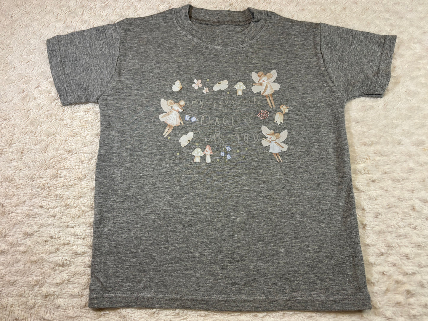3-4y DTF t-shirts grey 'favourite place'