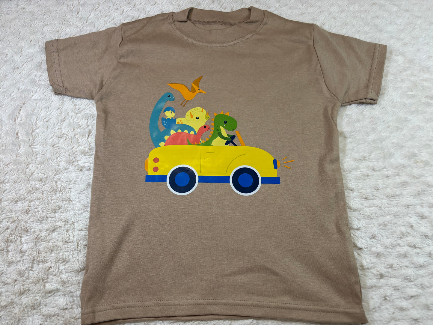 3-4y DTF t-shirts taupe dinos