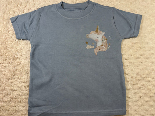 1-2y DTF t-shirt - blue unicorn