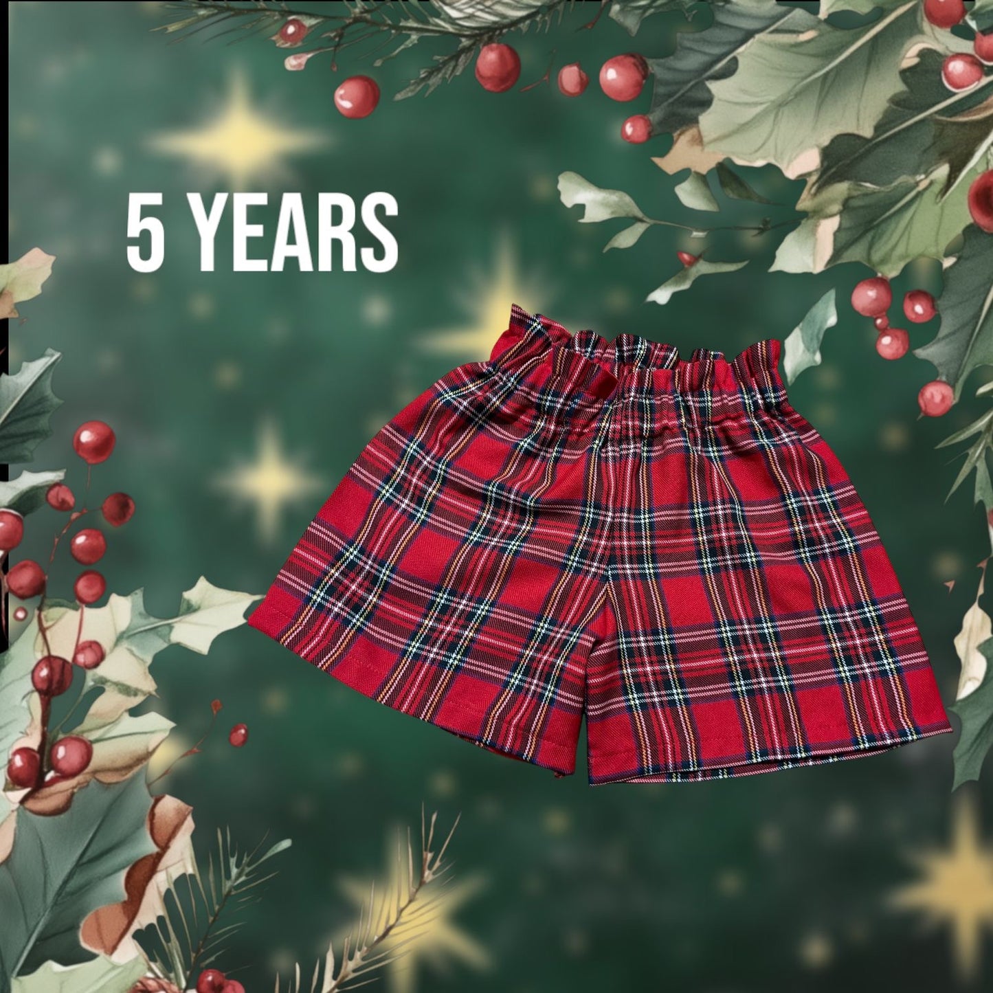 Paper Bag Waist Red Tartan Shorts