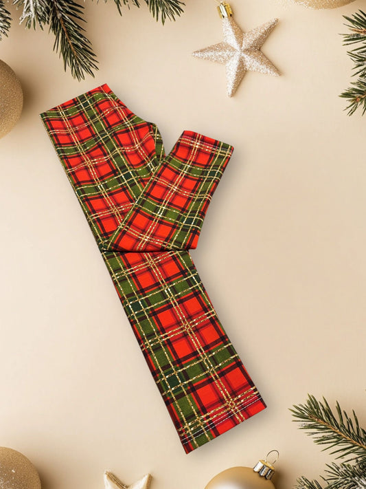 Red Tartan Leggings Age 3