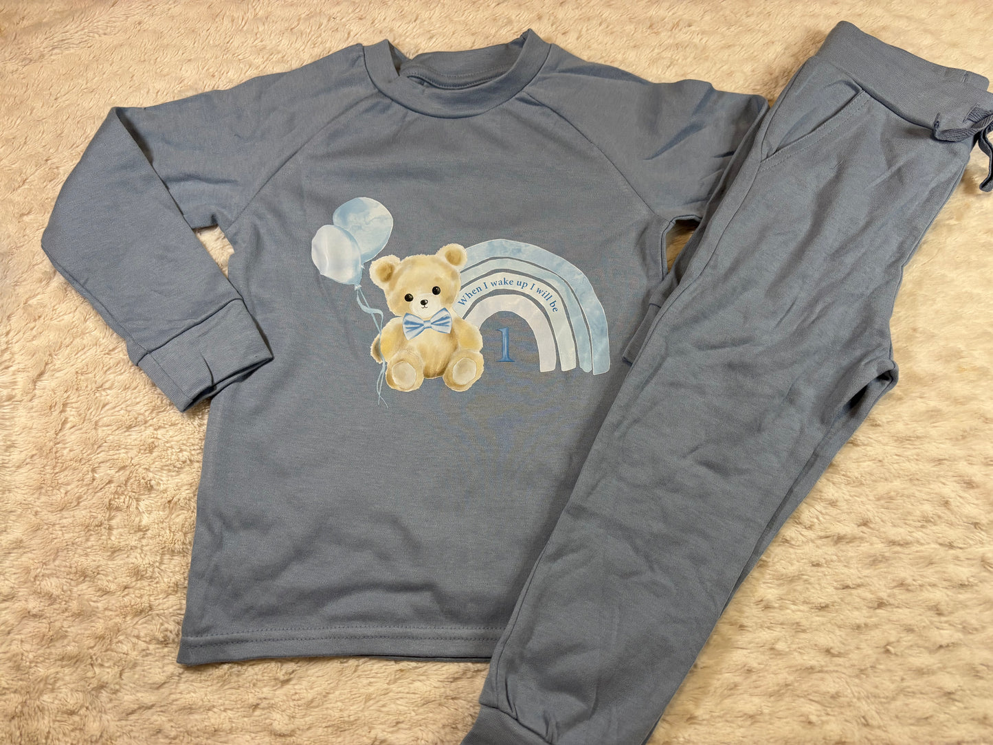 lounge set DTF 2-3y blue teddy