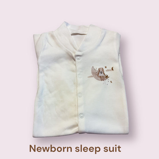 White Moon Newborn Sleepsuit