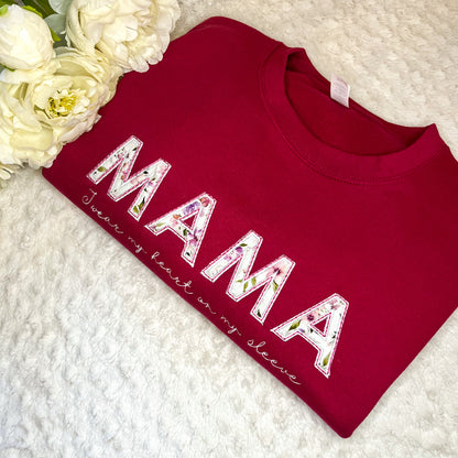 ADULT MAMA EMBROIDERED SWEATSHIRT