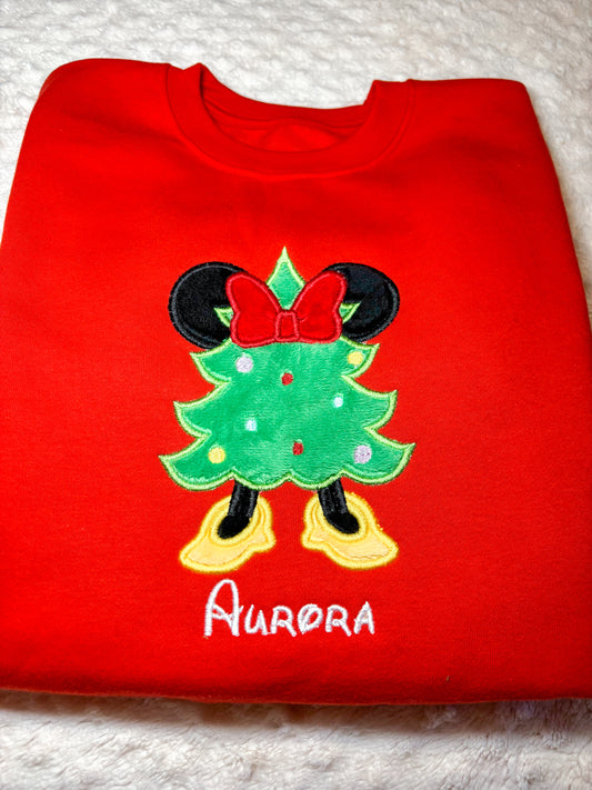 EMBROIDERED XMAS TREE SWEATSHIRT