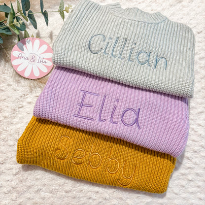 EMBROIDERED PERSONALISED CHUNKY KNIT JUMPER