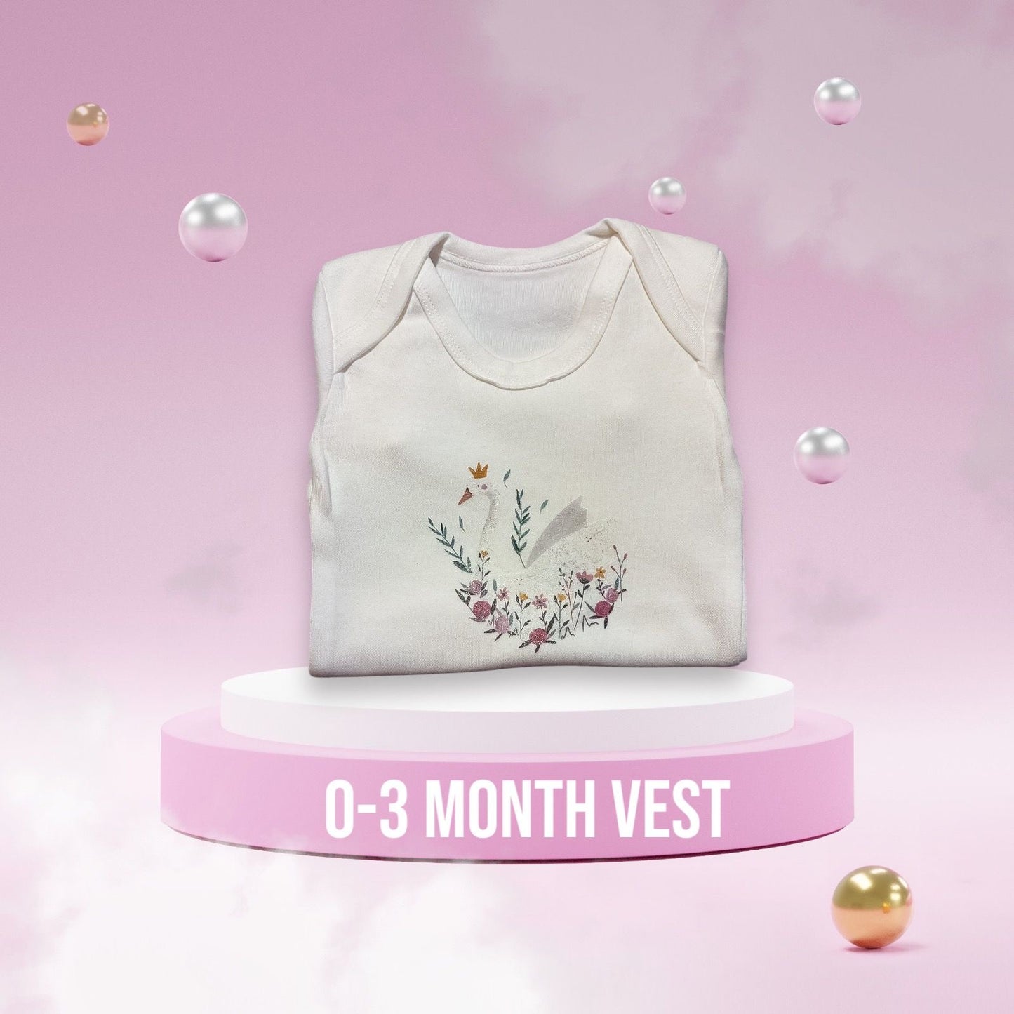 Swan Baby 0-3 Months Vest