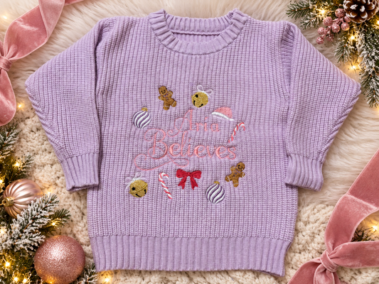 EMBROIDERED PERSONALISED CHUNKY KNIT JUMPER Xmas version 1