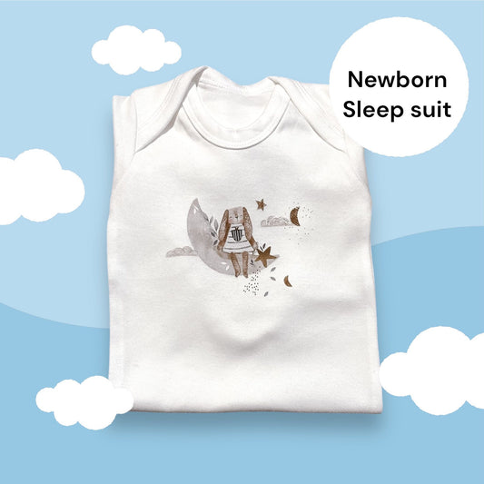 White Bunny Moon Newborn Sleepsuit