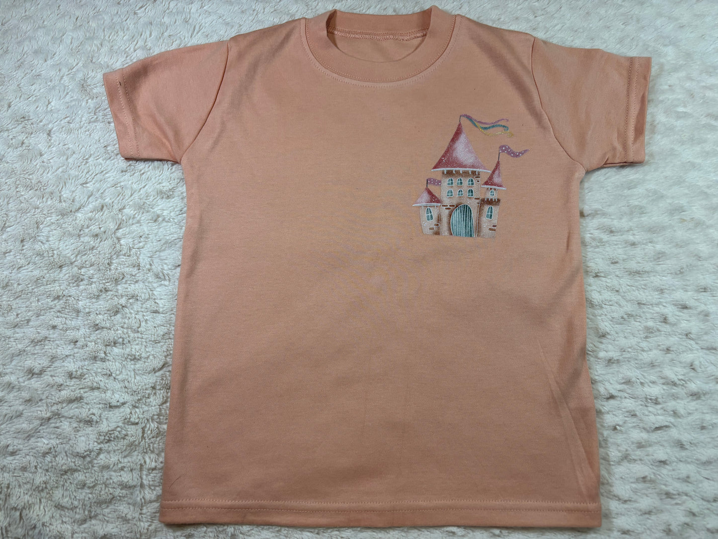 3-4y DTF t-shirts pink castle