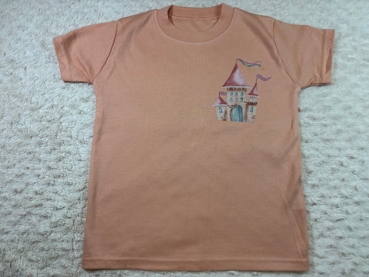 3-4y DTF t-shirts pink castle