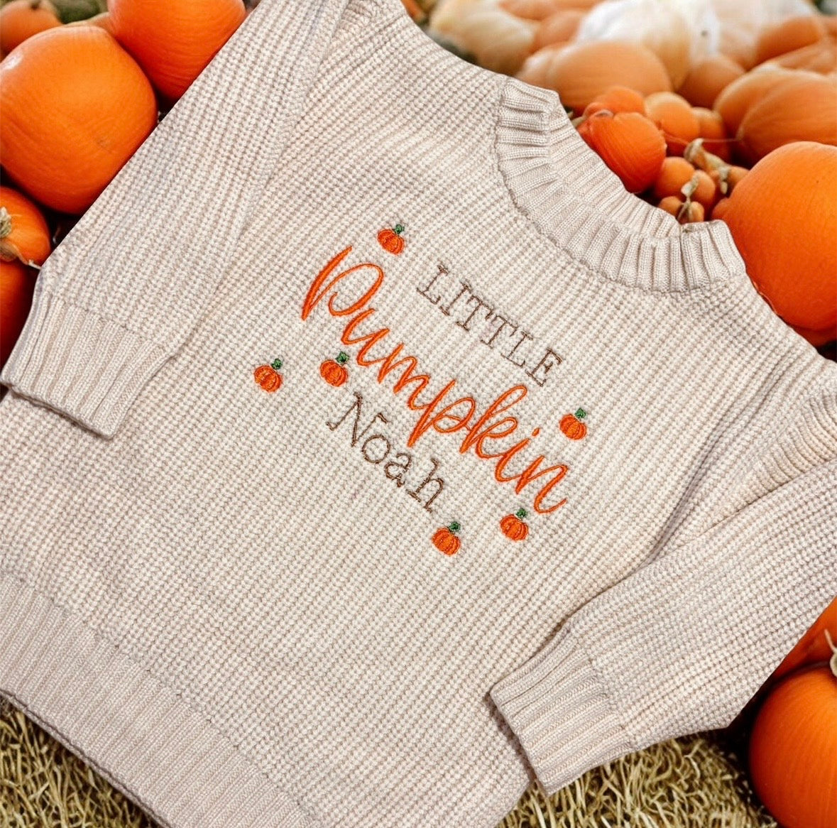 EMBROIDERED PERSONALISED CHUNKY KNIT JUMPER Pumpkin