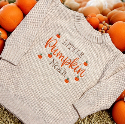 EMBROIDERED PERSONALISED CHUNKY KNIT JUMPER Pumpkin