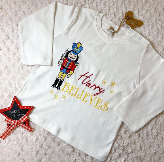 EMBROIDERED CHRISTMAS NUTCRACKER T-SHIRT