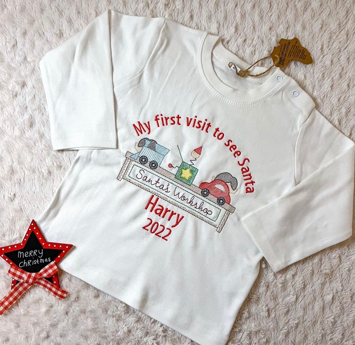 EMBROIDERED CHRISTMAS VISIT TO SANTA T-SHIRT